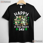 Happy St Patricks Day Dog Puppy Lover T-Shirt Cute Kids Boys Girls Pet Tee
