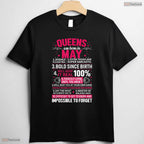 Queens Are Born In May T-Shirt- Elegant Women's May Birthday Party Shirt Gift
