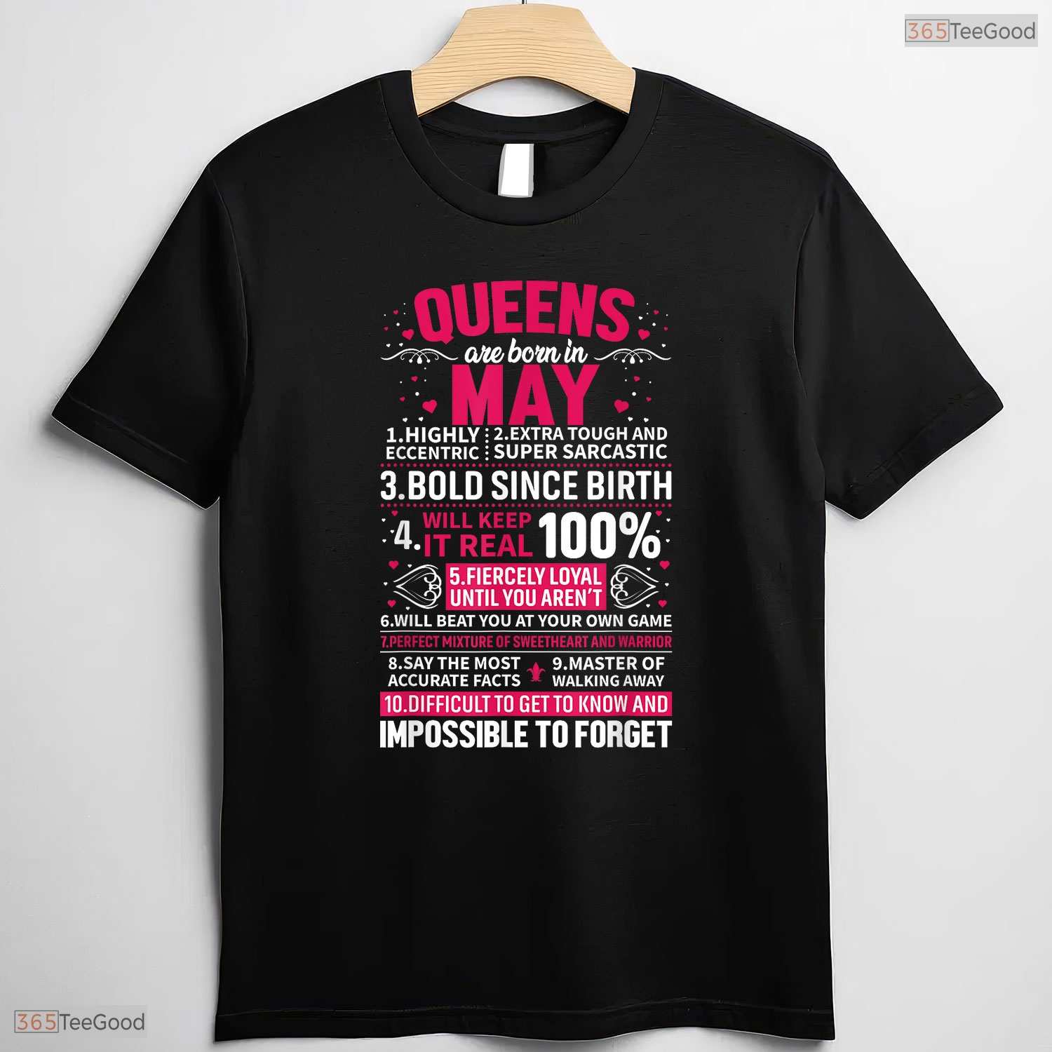 Queens Are Born In May T-Shirt- Elegant Women's May Birthday Party Shirt Gift