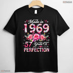 Elegant 57 Year Old Made In 1969 Floral 57th May Birthday T-Shirt For Women
