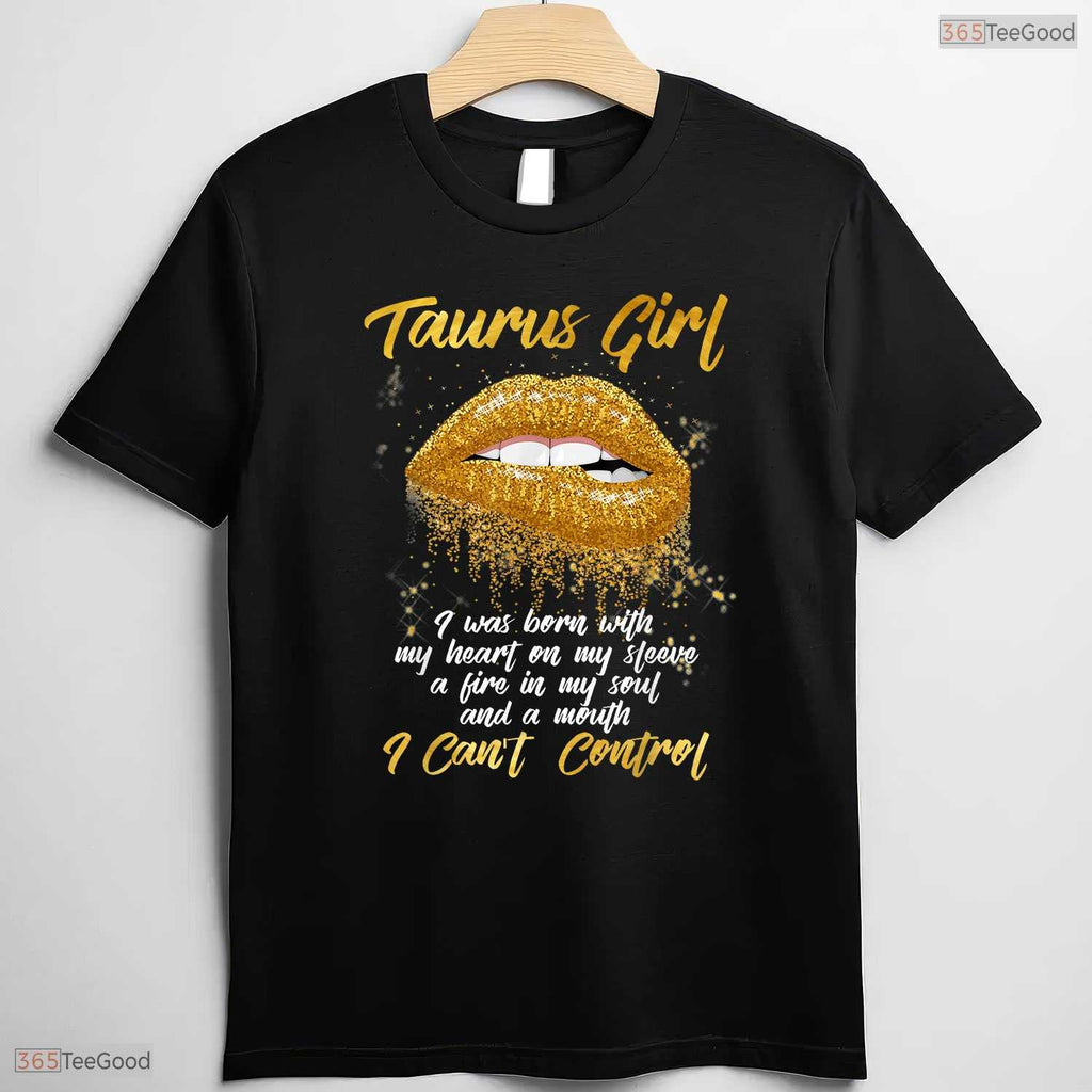 Fierce Black Taurus Queen Zodiac Apparel Women's May Birthday Celebration T-Shirt