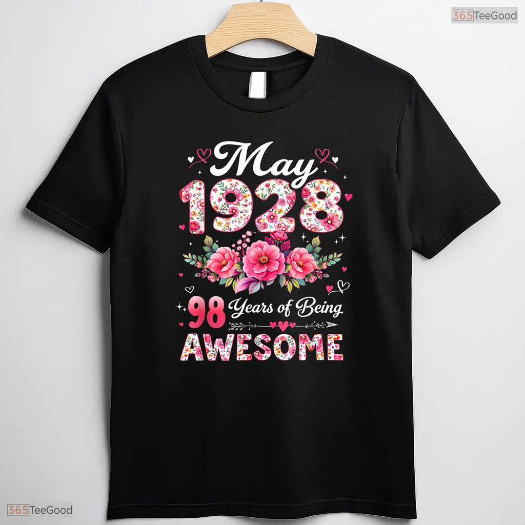 Vintage Floral Made In May 1928 98th May Birthday Celebration Shirt For Women