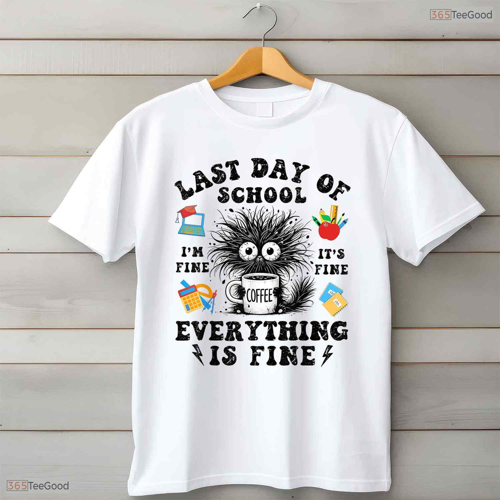 I Survived The School Year Funny Cat T-Shirt- Adult May Birthday Shirt Gift