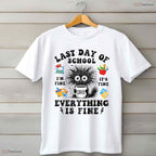 I Survived The School Year Funny Cat T-Shirt- Adult May Birthday Shirt Gift