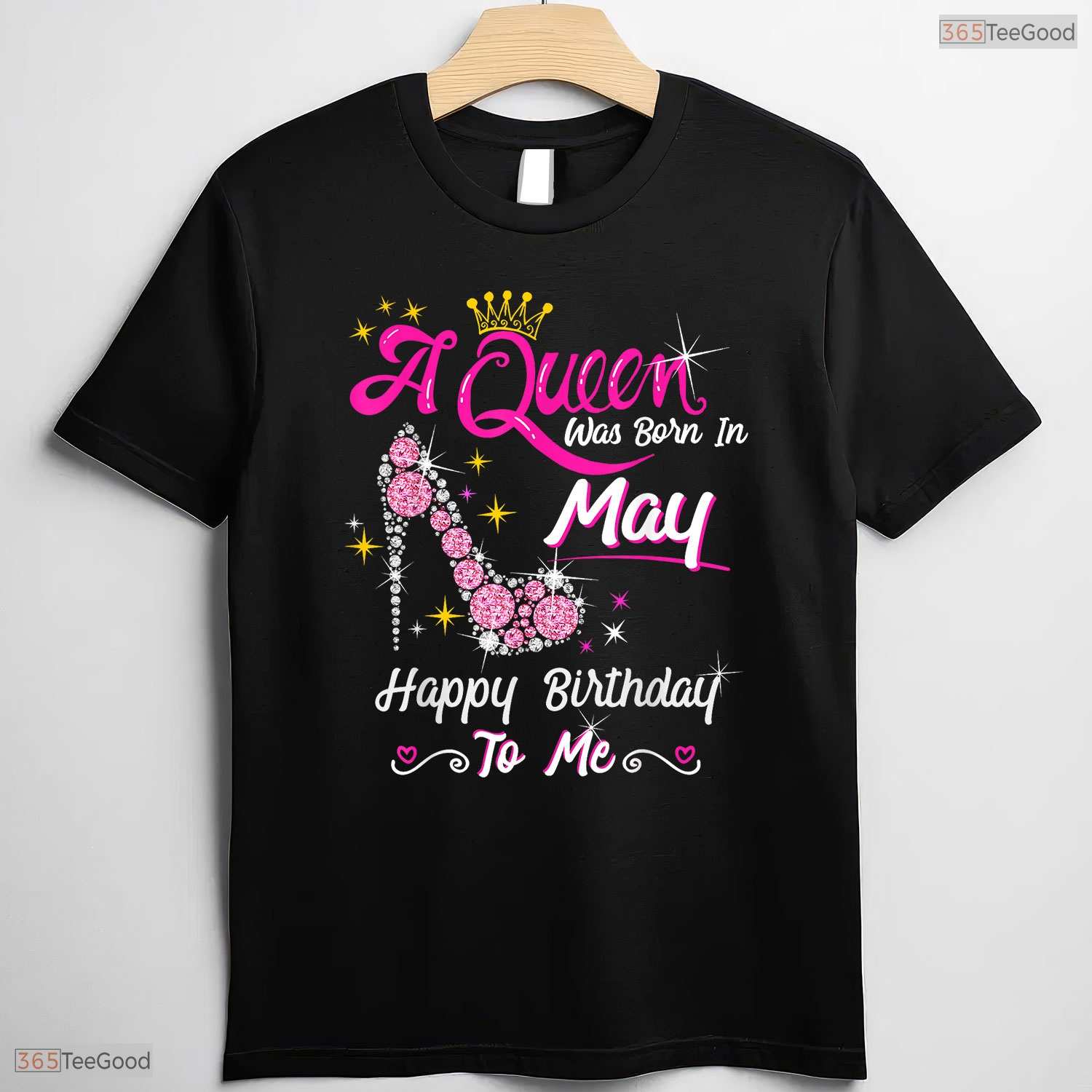High Heel A Queen Was Born In May T-Shirt- Unique May Birthday Shirt For Her