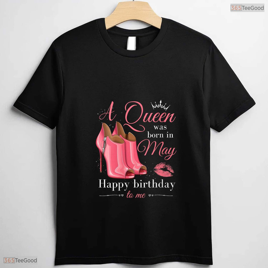 V-Neck A Queen Was Born In May T-Shirt- Unique May Birthday Apparel For Her