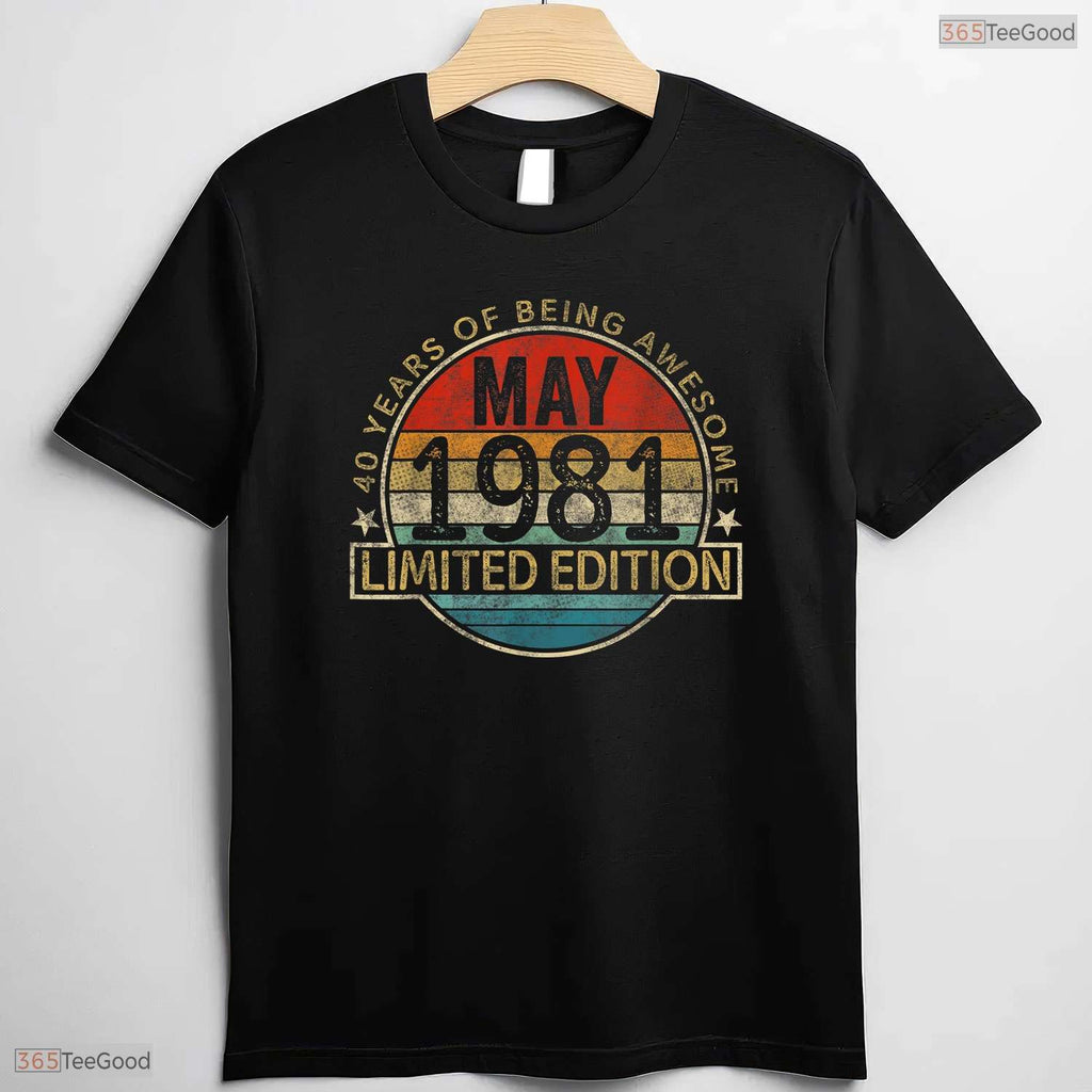 Vintage May 1981 Limited Edition T-Shirt- Awesome 45th May Birthday Shirt