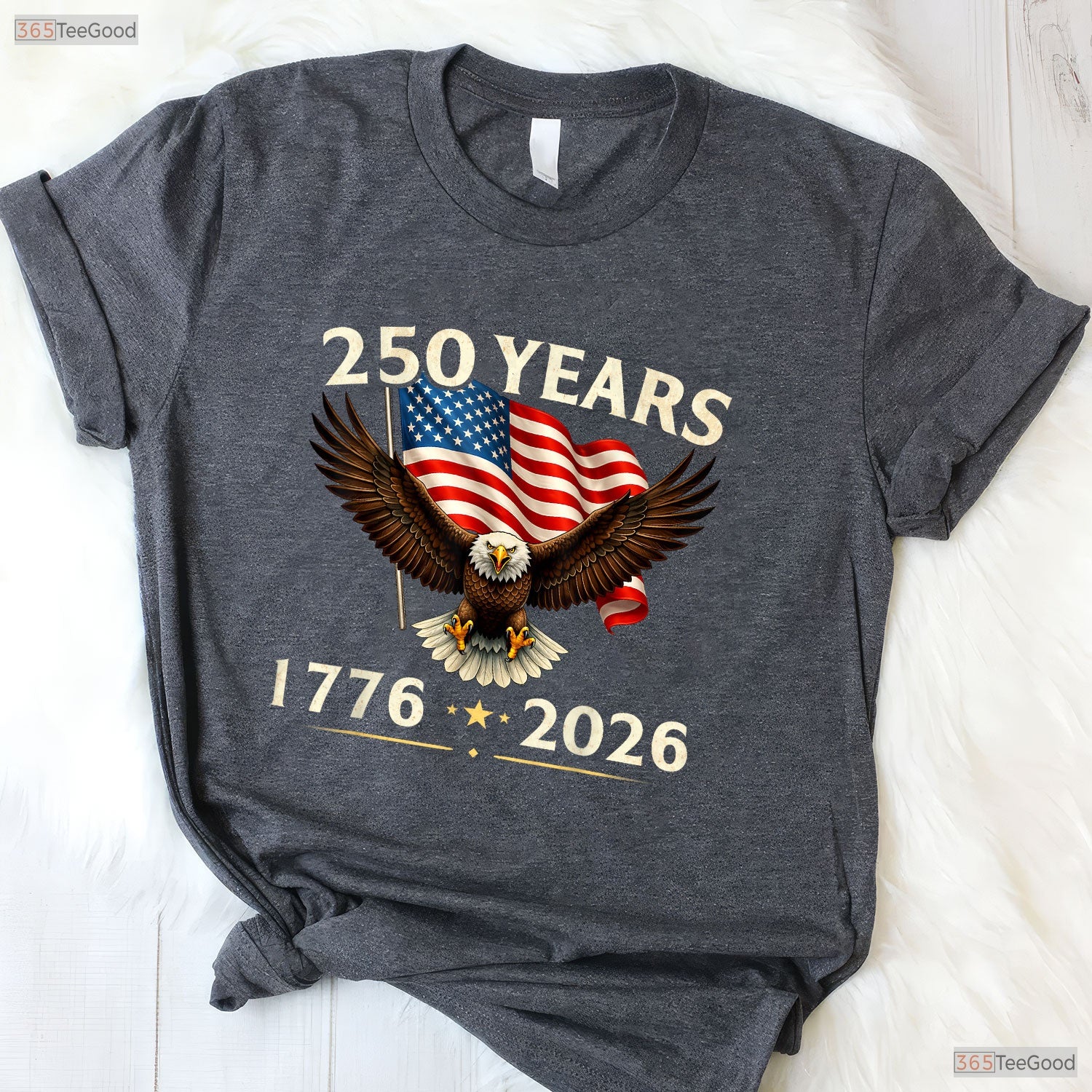 250th Anniversary USA Patriotic Eagle Valentine T-Shirt- Bass Fishing Gifts