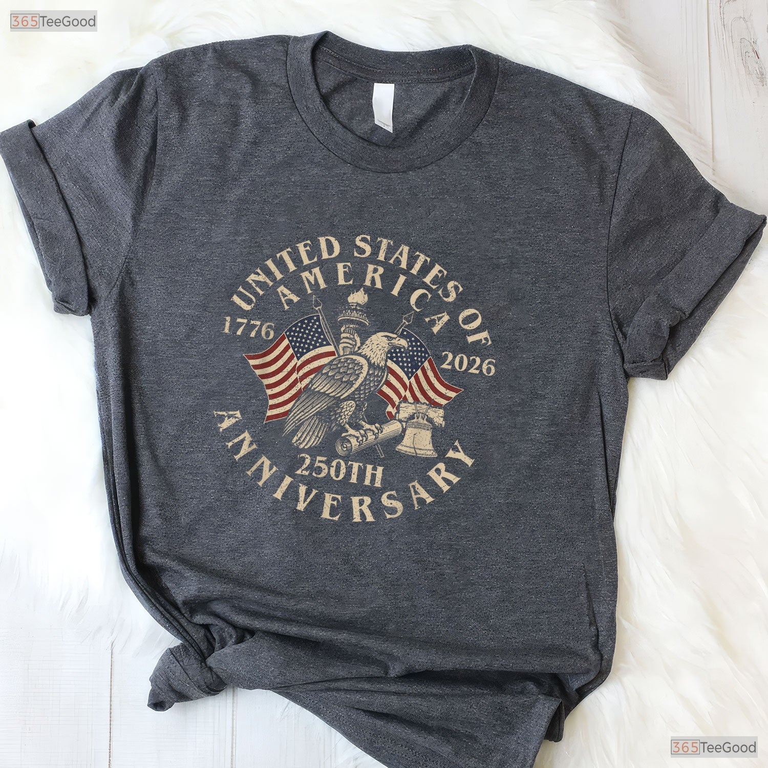 Vintage USA 250th Anniversary Patriotic Valentine T-Shirt Fly Fishing Gifts
