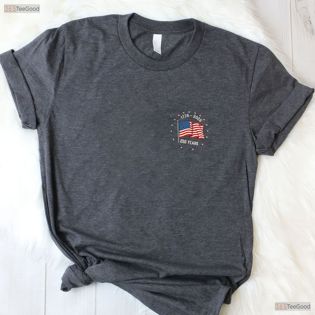July 4th 250th Anniversary Front Back Valentine T-Shirt Catfish Fishing Men