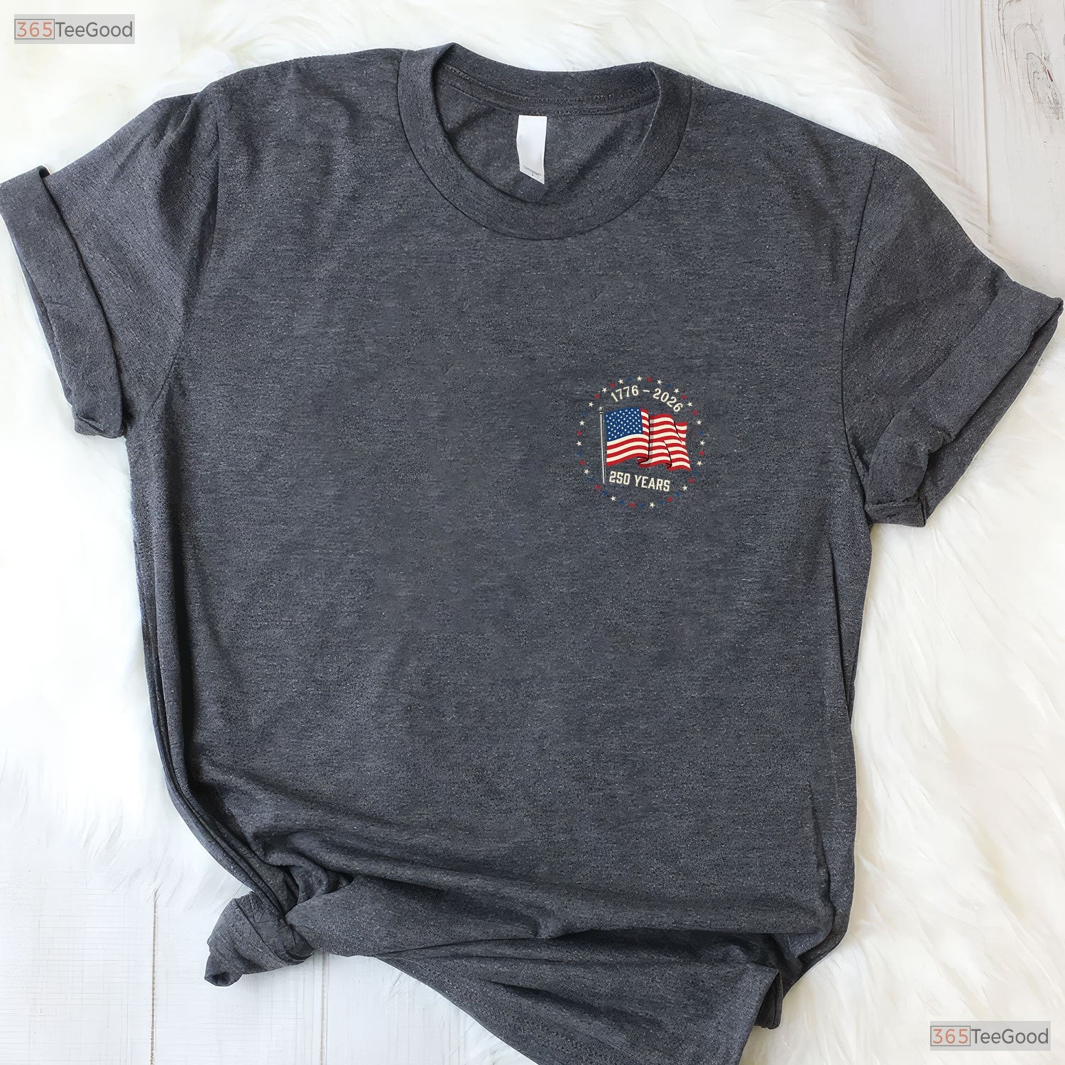 July 4th 250th Anniversary Front Back Valentine T-Shirt Catfish Fishing Men