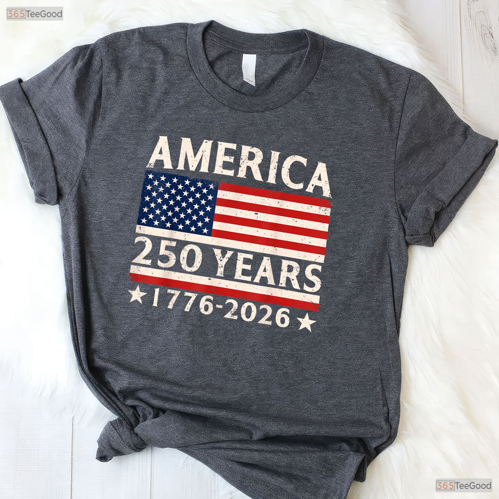 America 250 Years 4th of July USA Flag Valentine T-Shirt Kayak Fishing Gear