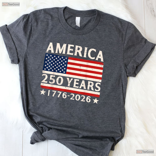 America 250 Years 4th of July USA Flag Valentine T-Shirt Kayak Fishing Gear