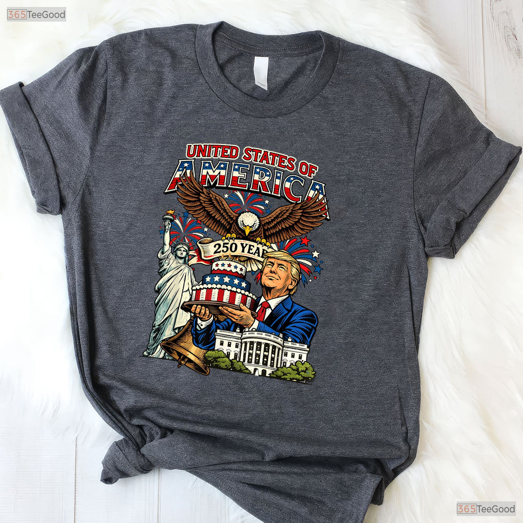 Trump 250th Birthday America 4th of July Valentine T-Shirt Fly Fishing Tees
