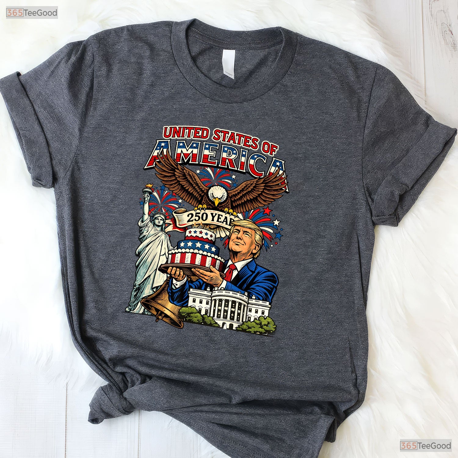 Trump 250th Birthday America 4th of July Valentine T-Shirt Fly Fishing Tees