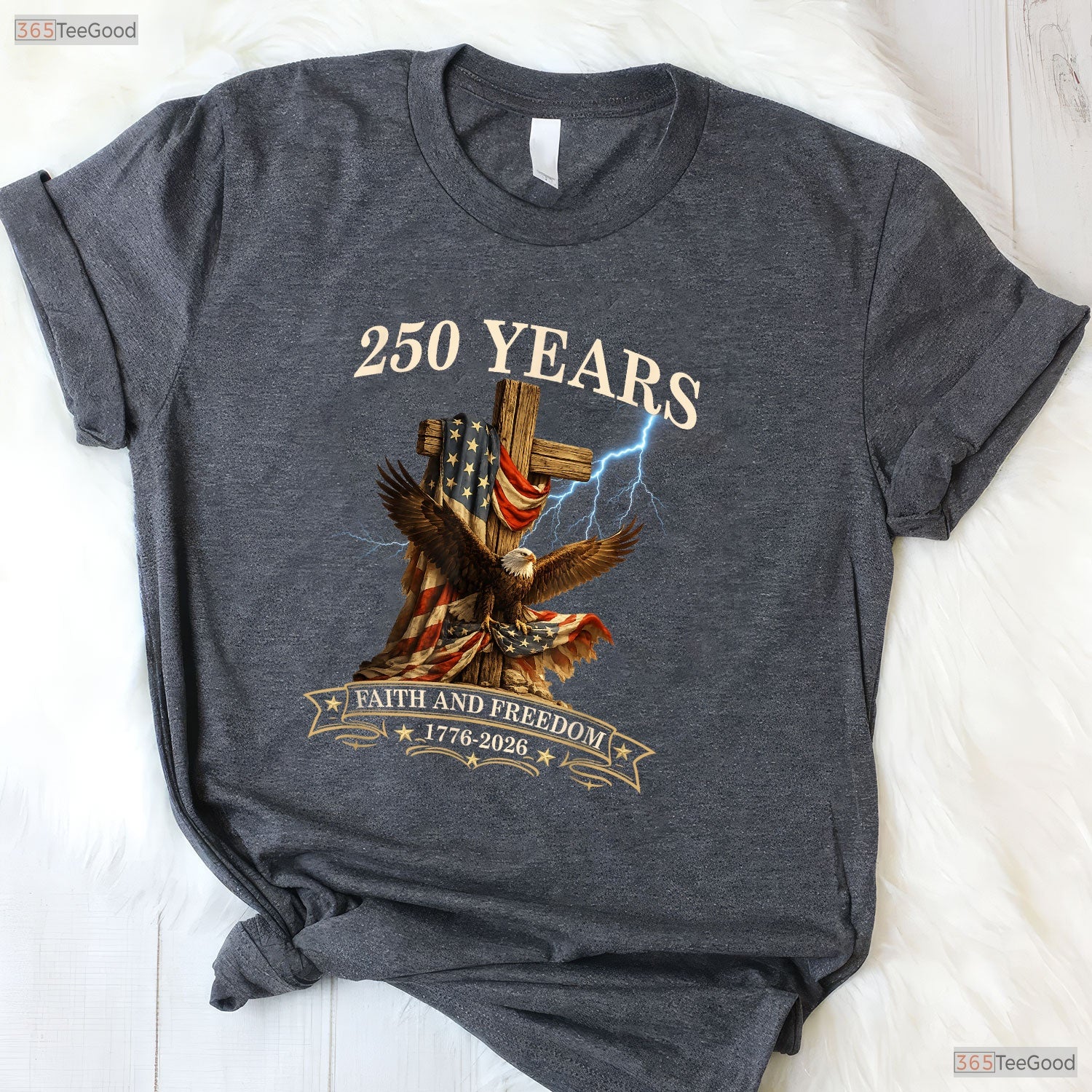 250 Years Christian Faith Freedom USA Valentine T-Shirt Trout Fishing Wear