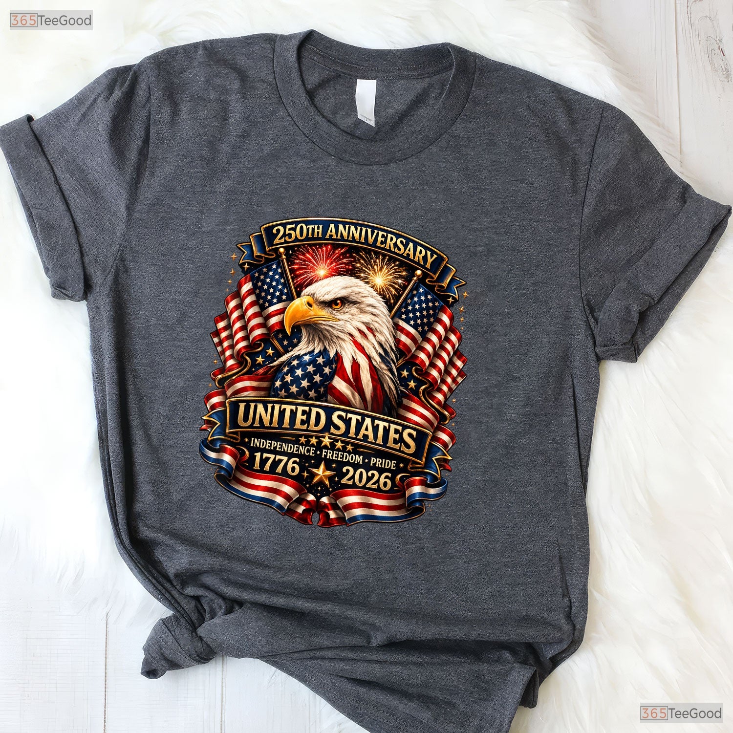 250th USA Patriotic Eagle 4th of July Valentine T-Shirt For Ice Fishing Mens