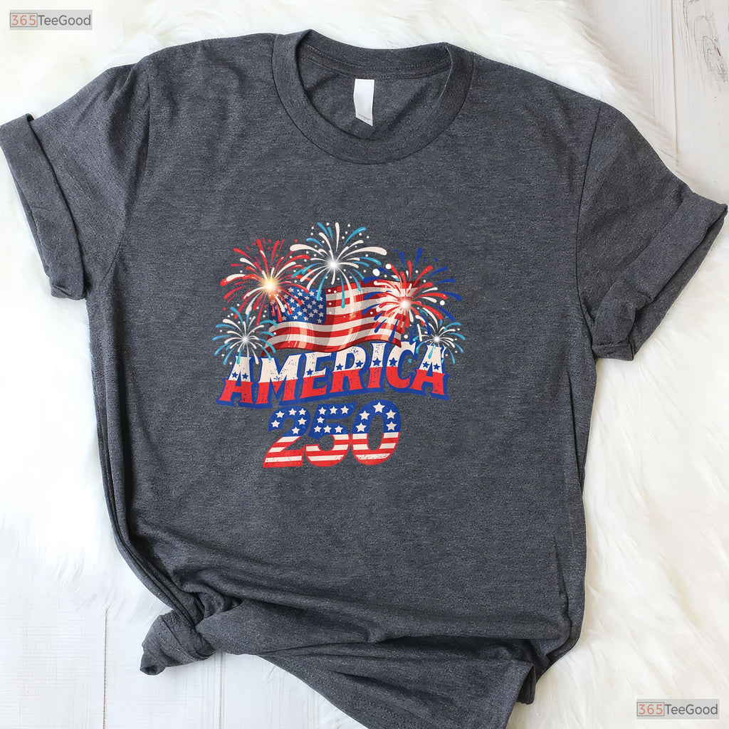 250 Years America Independence Freedom Valentine T-Shirt Saltwater Fishing