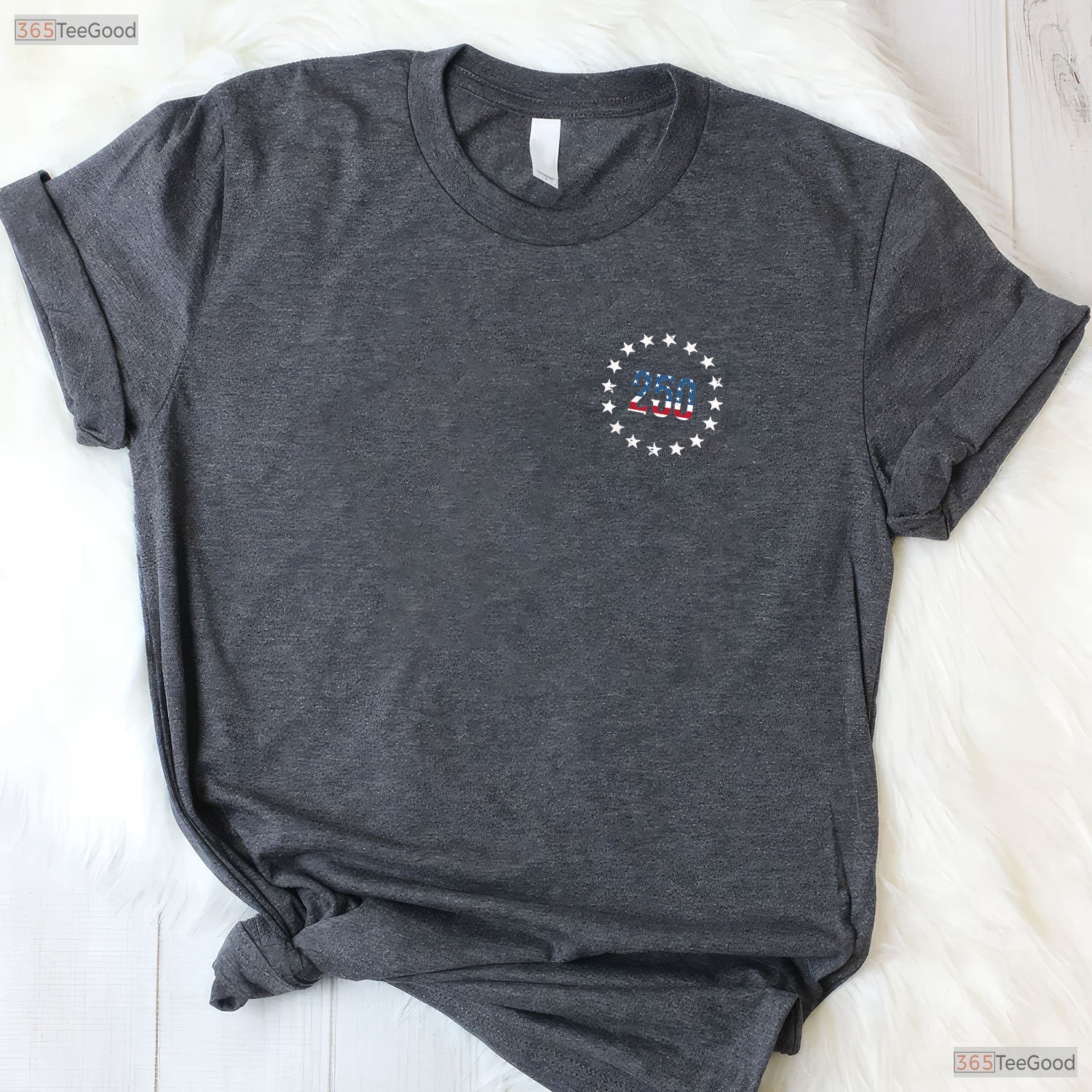 250 USA Flag Stars Pocket 250th Anniversary Valentine T-Shirt Walleye Fishing