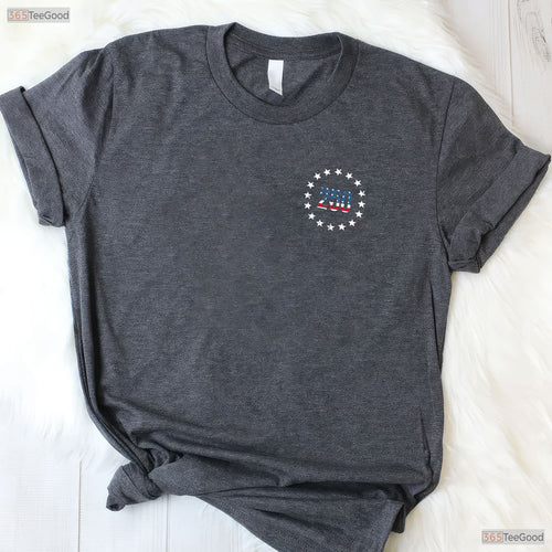 250 USA Flag Stars Pocket 250th Anniversary Valentine T-Shirt Walleye Fishing
