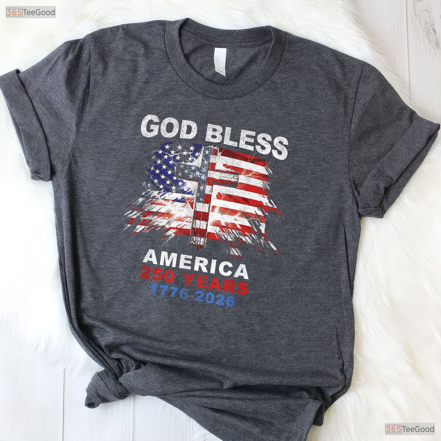 God Bless America 250 Years Christian Cross Valentine T-Shirt Carp Fishing