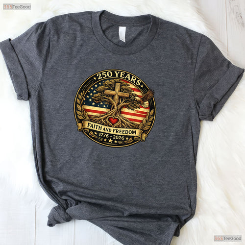 250 Years Faith Freedom Christian USA Valentine T-Shirt Crappie Fishing Men