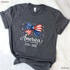 250th Anniversary USA Coquette Bow Valentine Shirt For Kayak Fishing Women