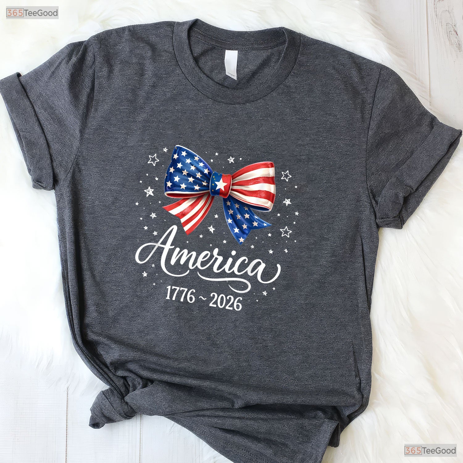 250th Anniversary USA Coquette Bow Valentine Shirt For Kayak Fishing Women