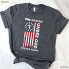 250 Year USA Flag Christian God Valentine T-Shirt- Trout Fishing Apparel Men