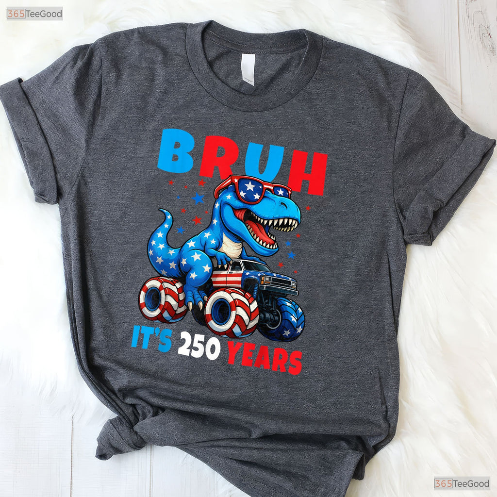 Kids 250th Anniversary Dino 2026 USA Valentine T-Shirt Inshore Fishing Men