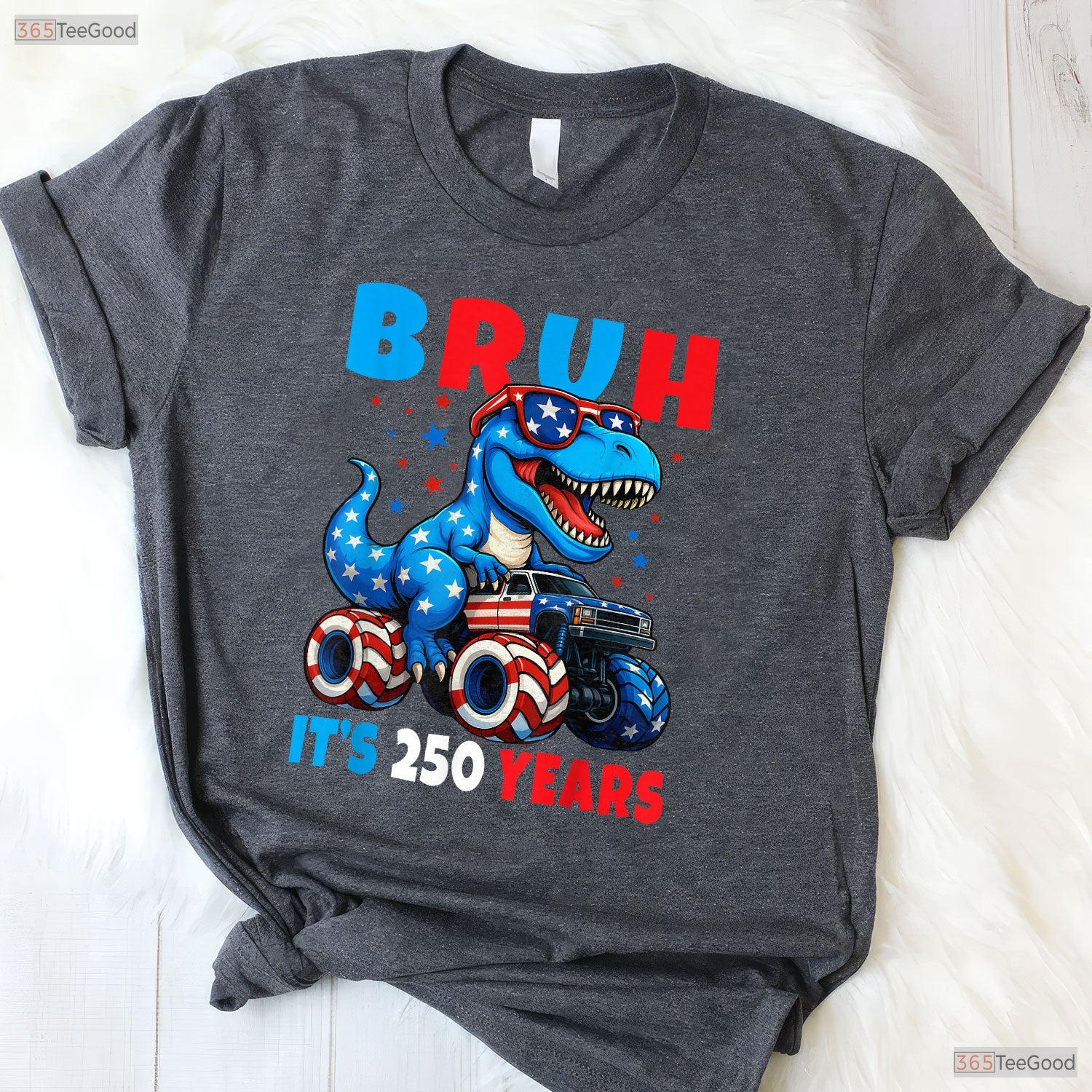 Kids 250th Anniversary Dino 2026 USA Valentine T-Shirt Inshore Fishing Men