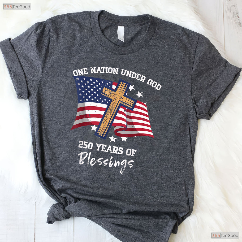 One Nation Under God 250 Years USA Valentine Shirt Surf Fishing Apparel Men