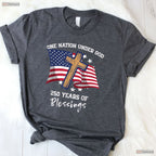 One Nation Under God 250 Years USA Valentine Shirt Surf Fishing Apparel Men