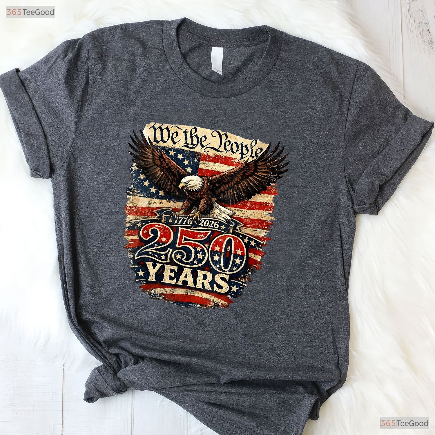 250th Anniversary USA Patriotic Eagle Valentine T-Shirt Ice Fishing Apparel