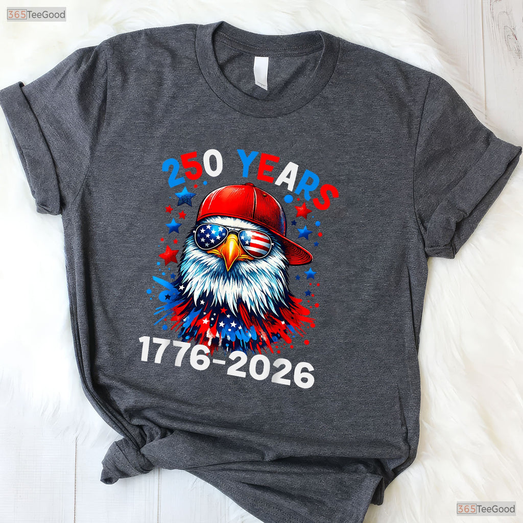 250 Years Anniversary Eagle 4th of July Valentine T-Shirt Trout Fishing Gear
