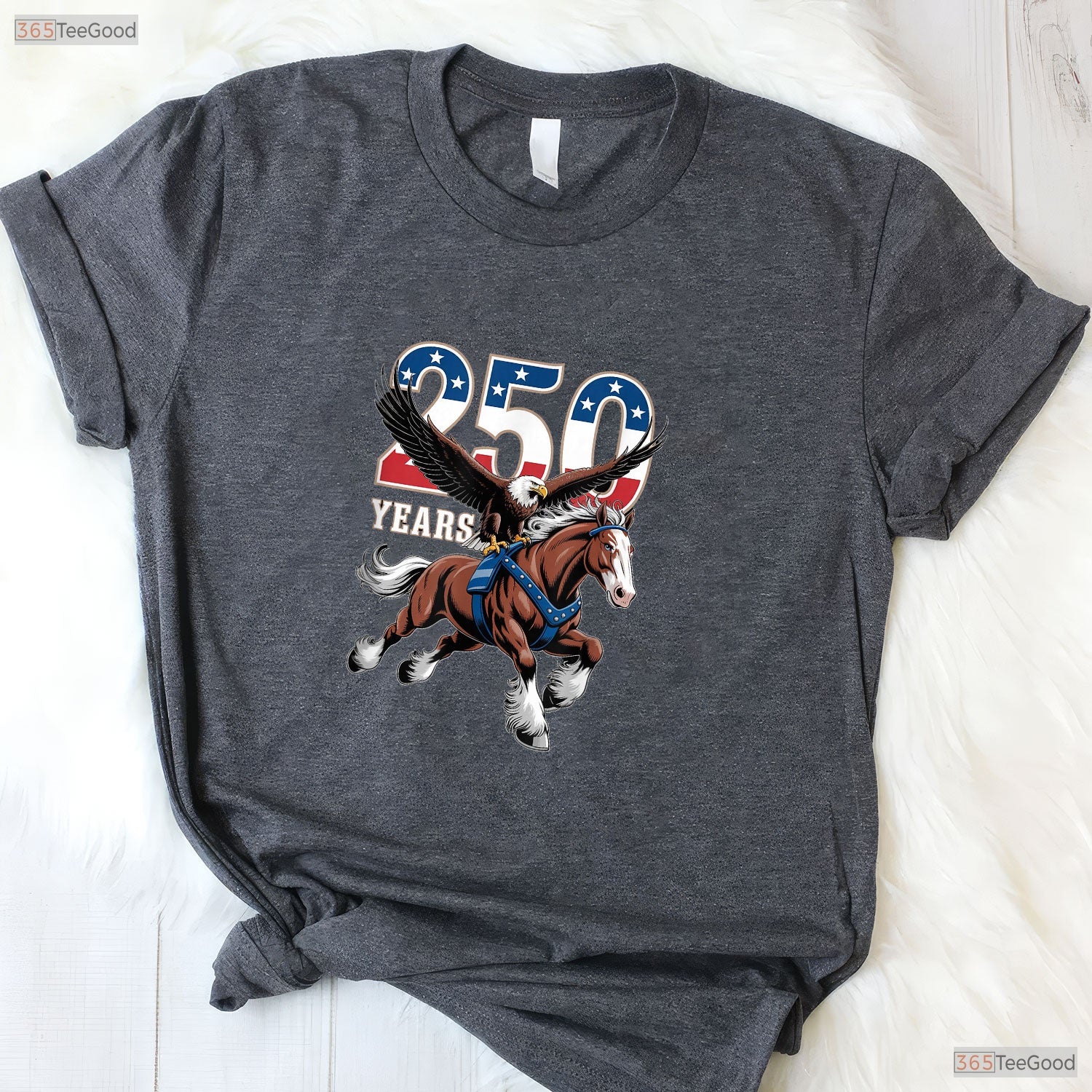 USA 250th Eagle Clydesdale Valentine T-Shirt Trout Fishing Shirts For Men