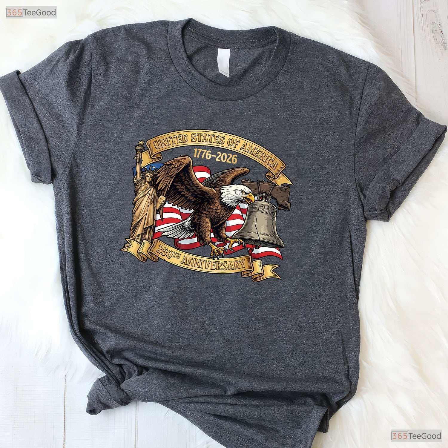 250th American Flag Patriotic Valentine T-Shirt- Saltwater Fishing Clothing
