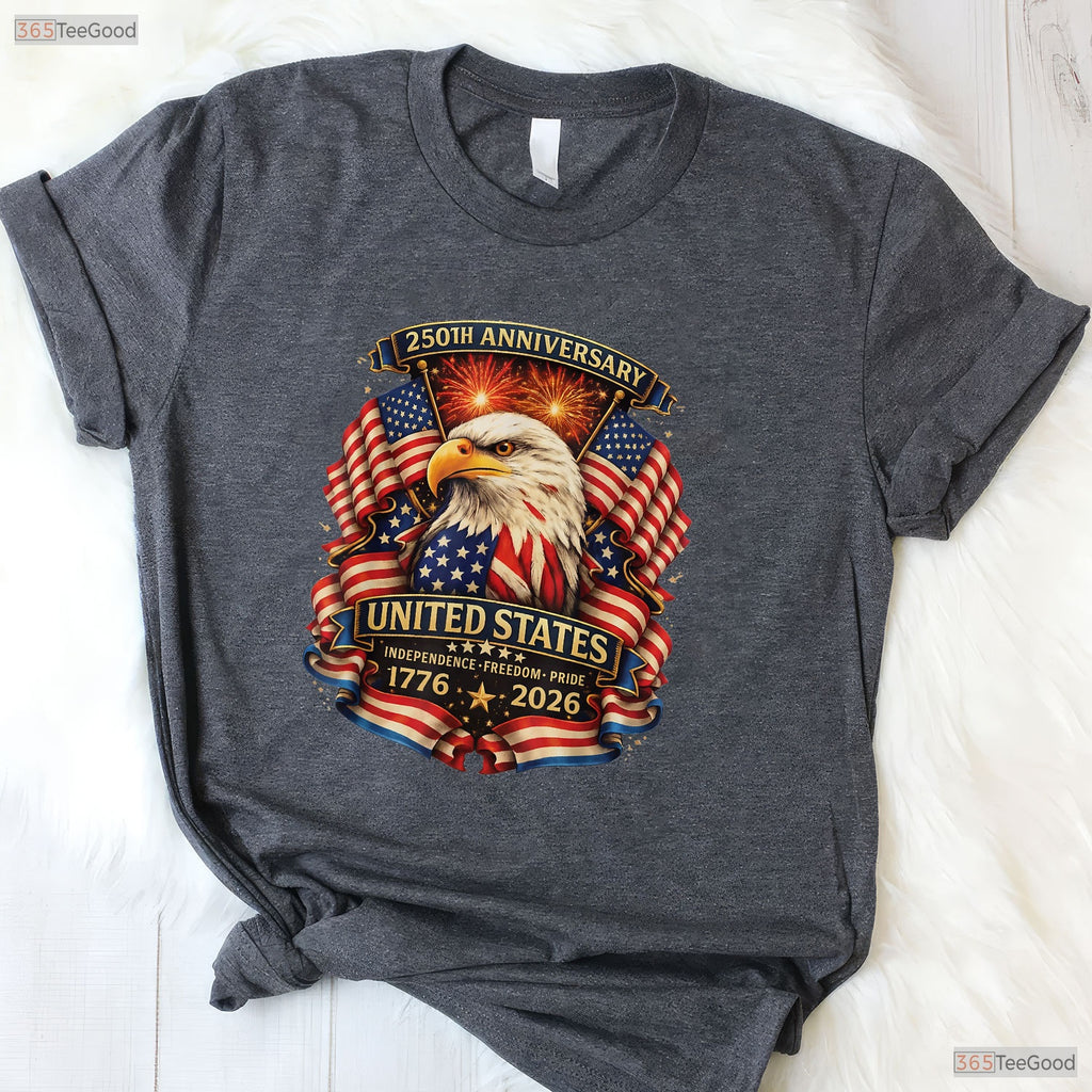 USA Independence 250th Patriotic Eagle Valentine T-Shirt Catfish Fishing Gear Men