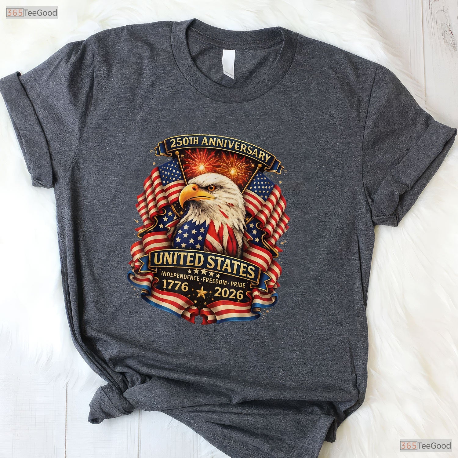 USA Independence 250th Patriotic Eagle Valentine T-Shirt Catfish Fishing Gear Men