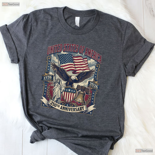 American 250th Flag Liberty Eagle Valentine T-Shirt River Fishing Shirts Men