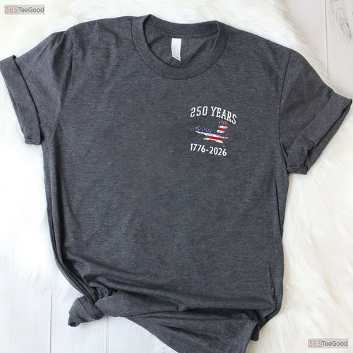 250 Years US Flag Valentine T-Shirt- American Lake Fishing Clothes For Men