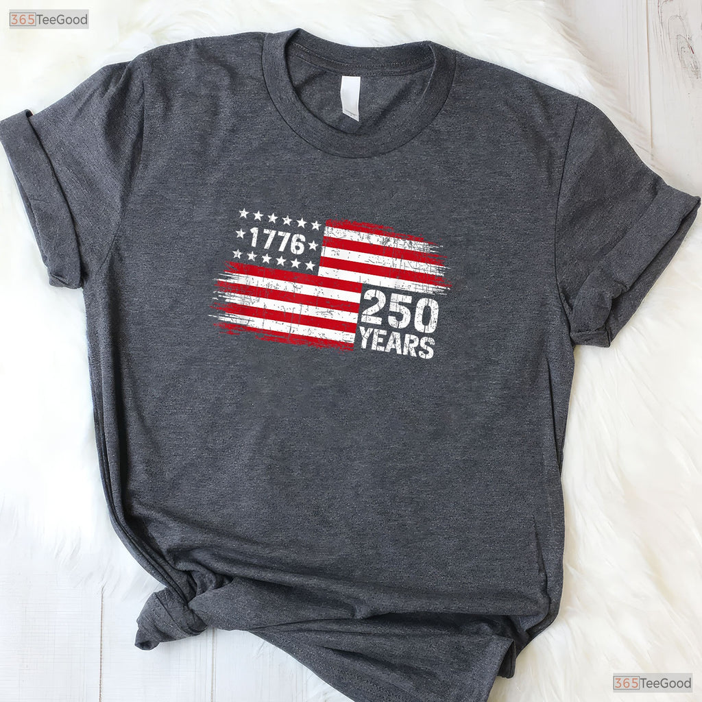 250 Years Vintage 1776 Anniversary Valentine T-Shirt Bass Fishing Tackle Men