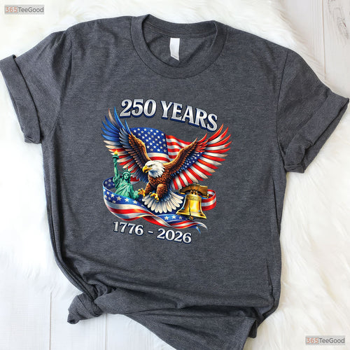 250 Years America Independence Freedom Valentine T-Shirt River Fishing Wear