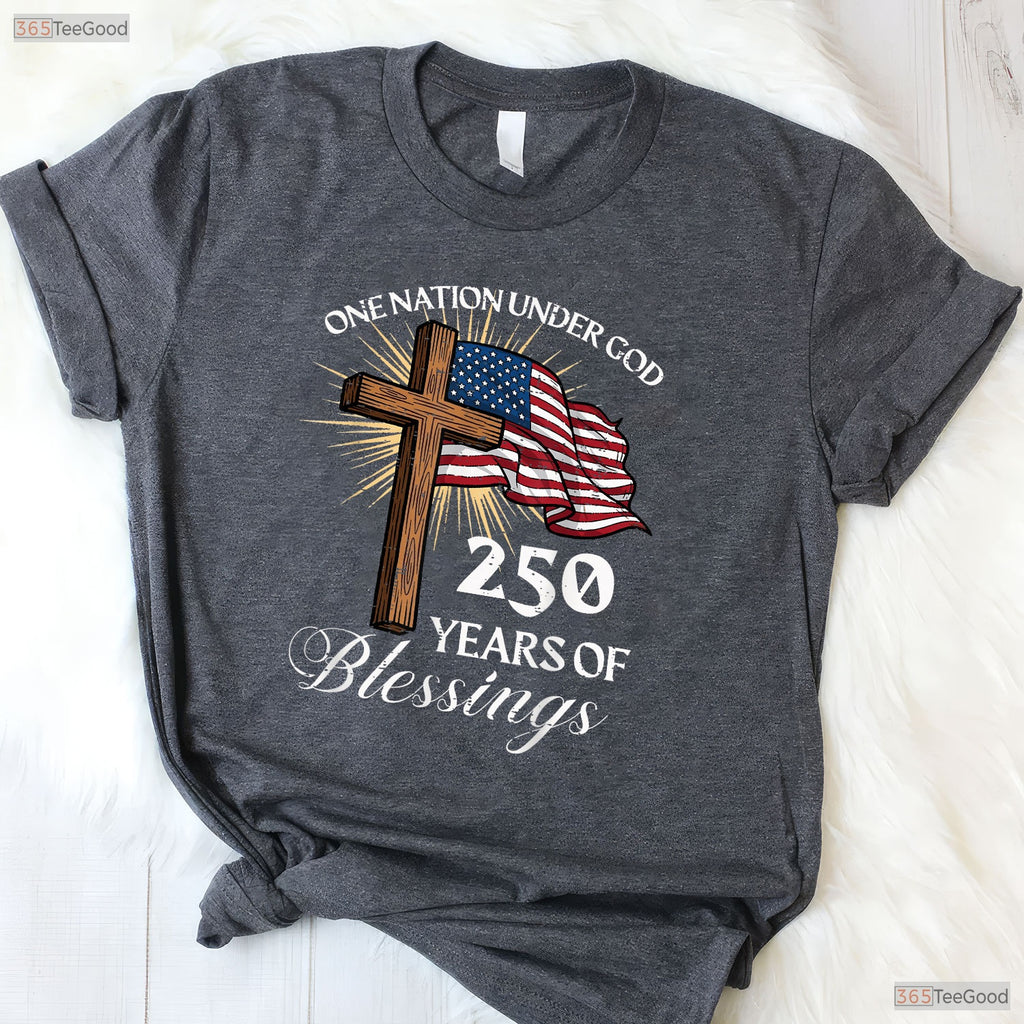 One Nation Under God 250 Years USA Valentine T-Shirt- Carp Fishing Outfits