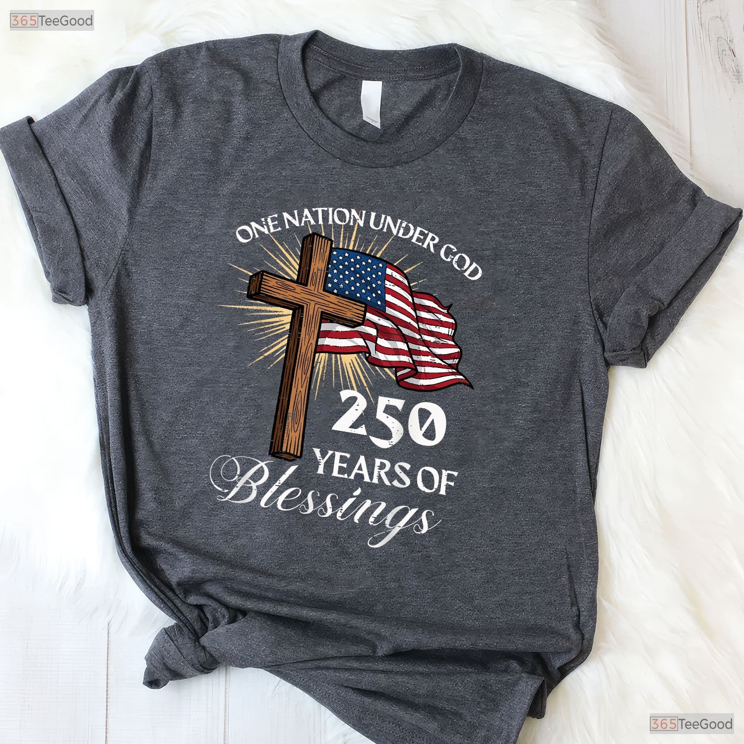 One Nation Under God 250 Years USA Valentine T-Shirt- Carp Fishing Outfits