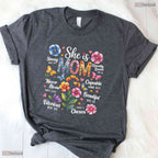 Christian Mothers Day T-Shirt She Is Mom Bible Verses Boho Floral Shirt Gift