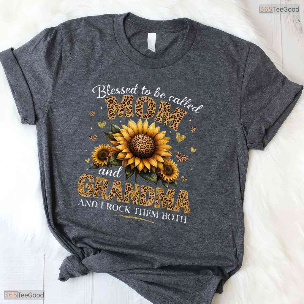 Blessed To Be Called Mom And Grandma Shirt I Rock Them Both Floral T-Shirt