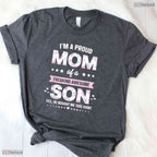 Proud Mom Gift From Son Funny Mothers Day Boy Mom T-Shirt Present For Women