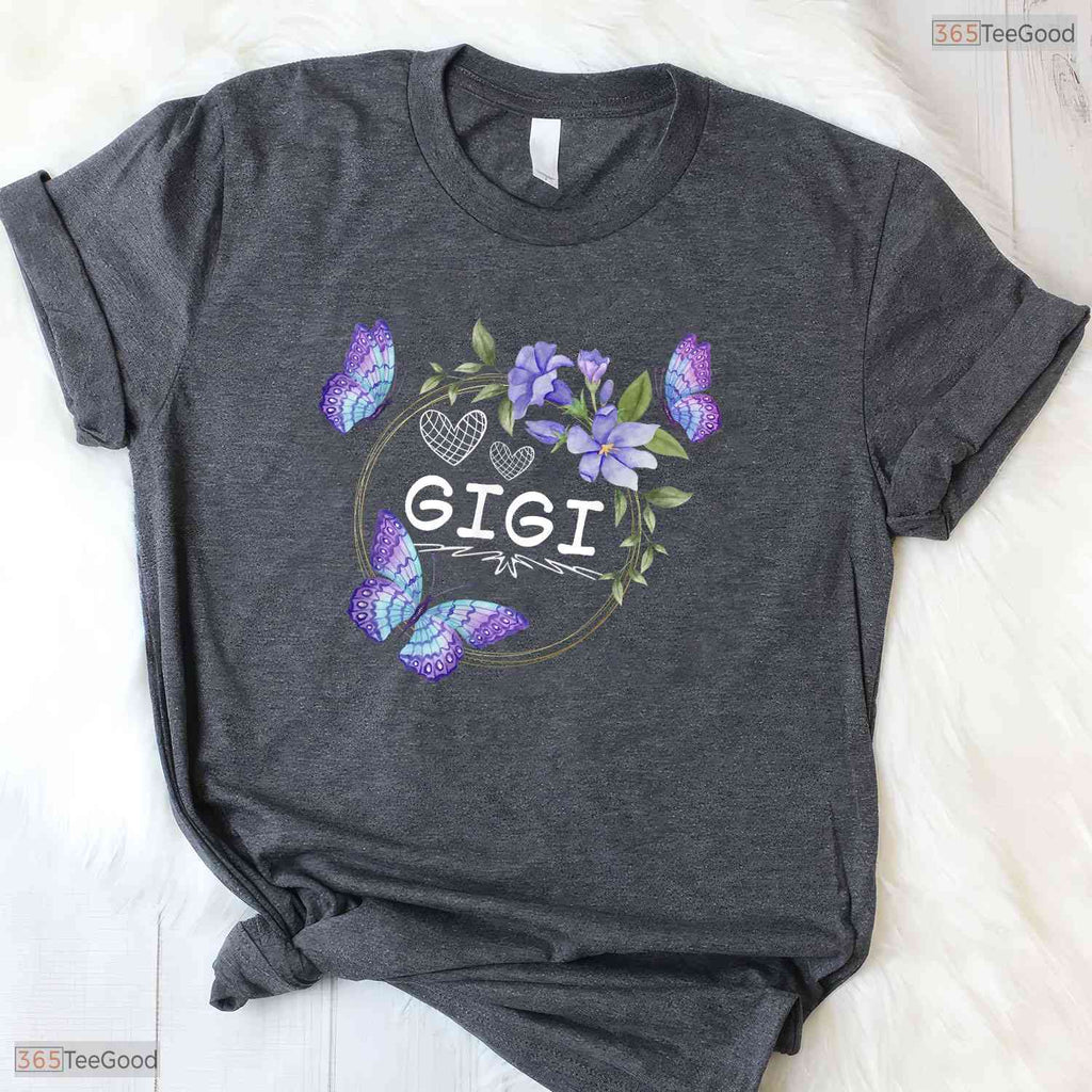 Cute Gigi Butterfly Floral Gigi Grandma Womens Gift Mothers Day T-Shirt Present