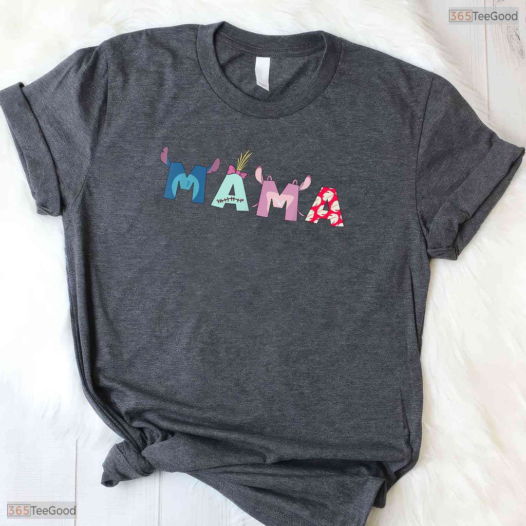 Tropical Alien Mama Shirt Blue Character Family Vacation Mothers Day T-Shirt